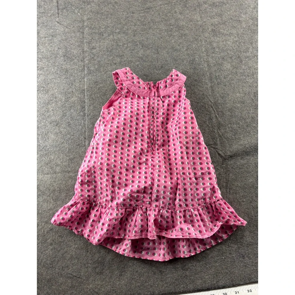 Old Navy Baby Girl Pink Polka Dot Ruffle Hem Cotton Dress 12-18 Months VTG 00s
